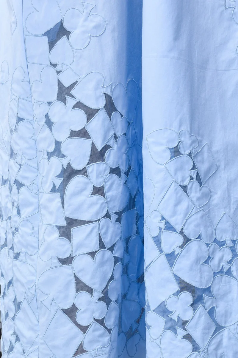 Genes Lecoanet Hemant Playing Card Maxi A-Line Dress- Light Blue